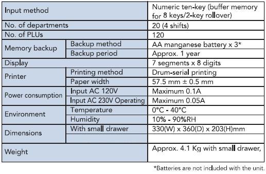 Casio 140 Specifications