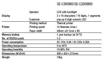 Casio SE-C2000 Specifications